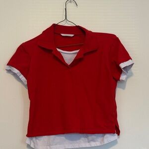 Zara Red Polo Shirt with White Detail